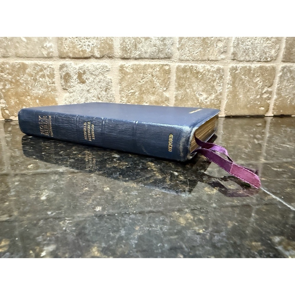 1971 Blue Genuine Morocco Leather Oxford Pre-Owned Scofield Reference KJV Bible - Picture 2 of 13